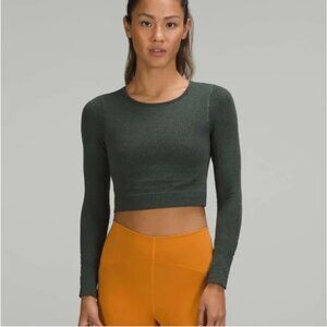 Lululemon Ebb to Street Crop Long Sleeve Shirt Smoked Spruce